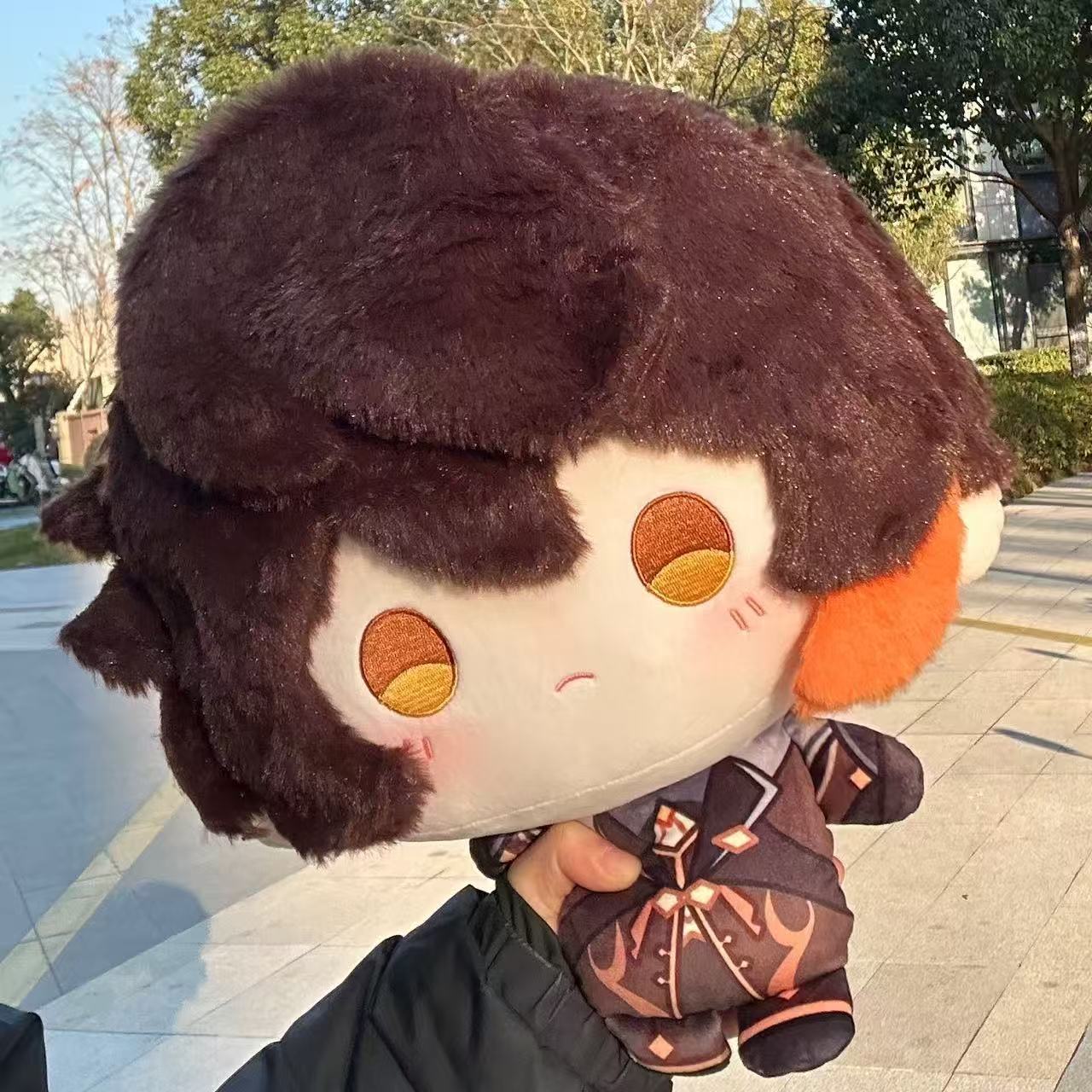 Genshin Impact Cotton Doll 35cm Zhongli Big Head Printed Soft Plush Toy