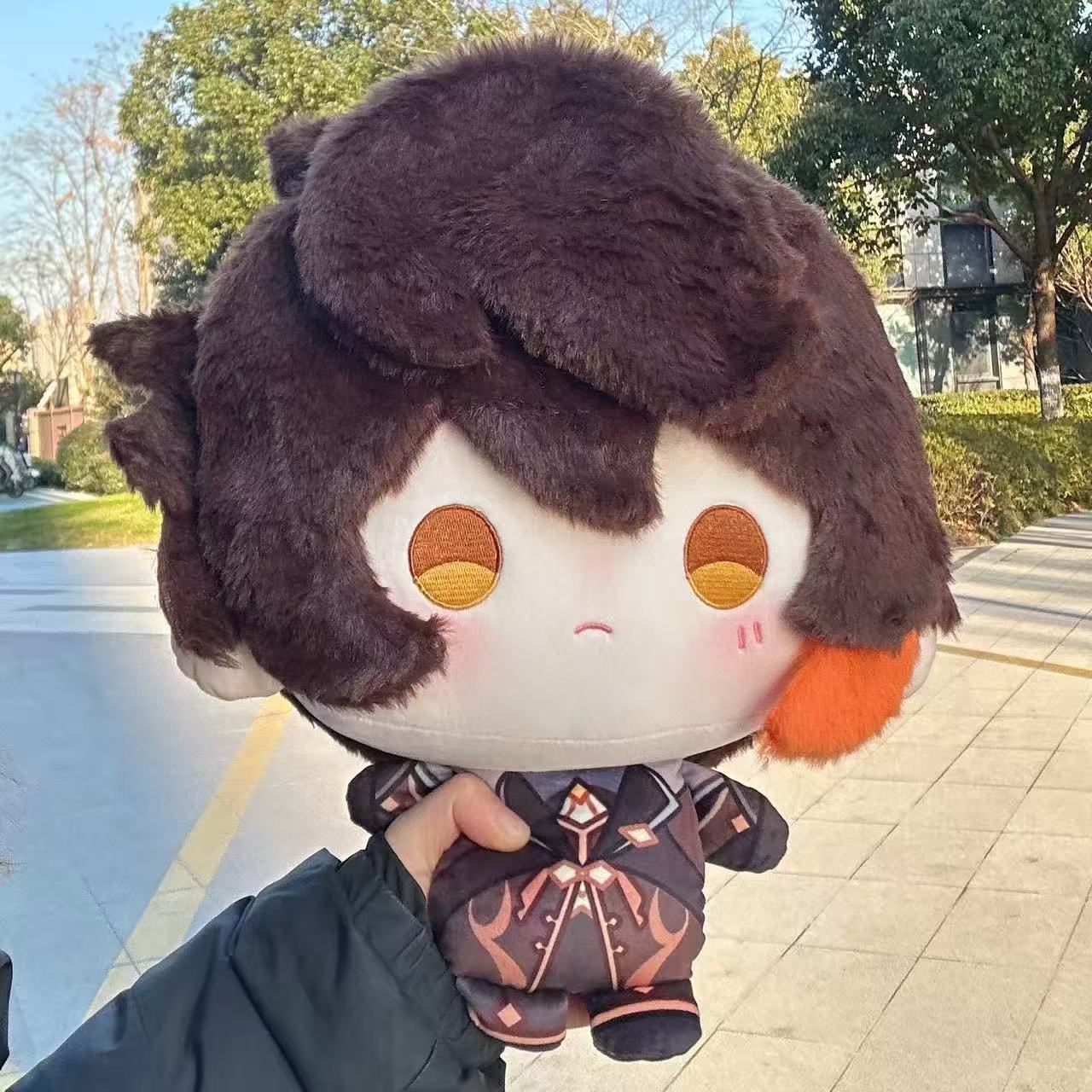 Genshin Impact Cotton Doll 35cm Zhongli Big Head Printed Soft Plush Toy