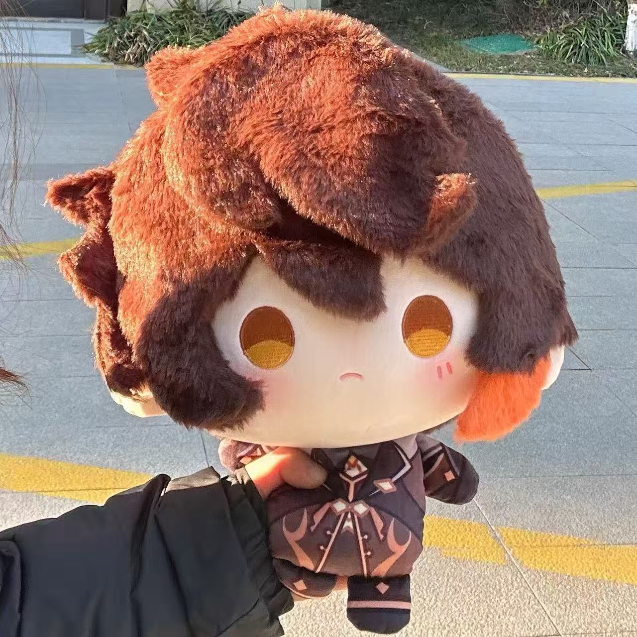 Genshin Impact Cotton Doll 35cm Zhongli Big Head Printed Soft Plush Toy