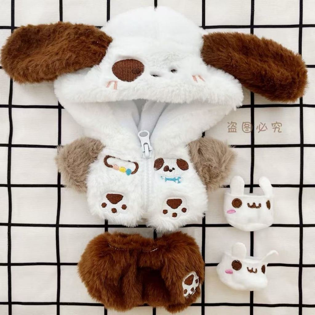 Cotton Plush Doll Coat White Milk Bear Zipper Pants Suit 20cm Cute Doll Clothing Cotton Doll