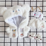 Cotton Plush Doll Coat White Milk Bear Zipper Pants Suit 20cm Cute Doll Clothing Cotton Doll