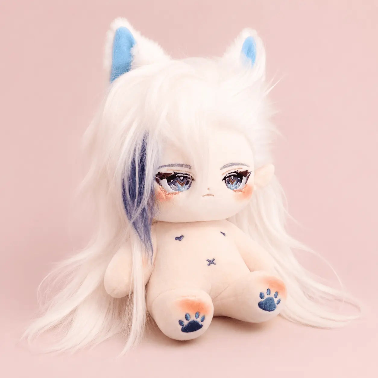 Free shipping anime plush collection banner featuring a 20cm Neuvillette cotton doll with soft plush hair and embroidered face details