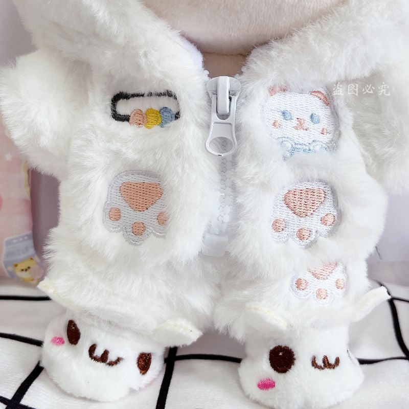 Cotton Plush Doll Coat White Milk Bear Zipper Pants Suit 20cm Cute Doll Clothing Cotton Doll