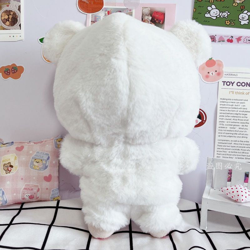 Cotton Plush Doll Coat White Milk Bear Zipper Pants Suit 20cm Cute Doll Clothing Cotton Doll